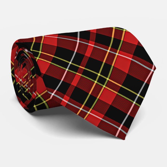 Chic Black Red Yellow White Squares Tartan Plaid Tie (Rolled)