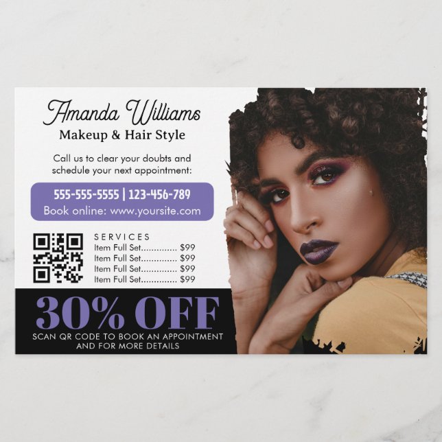 Chic Black Rose Beauty Salon Promo Discount Flyer (Front)