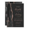 Chic Black Rose Gold Agate Dark Wedding Invitation