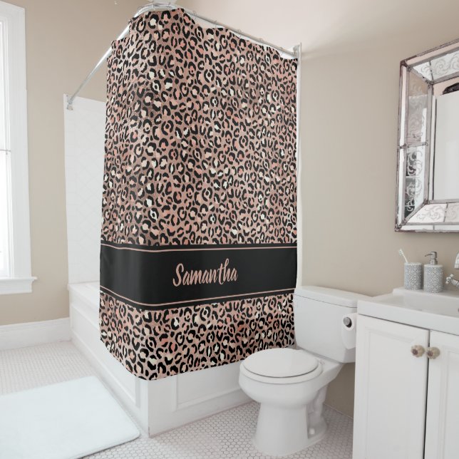 Chic Black Rose Gold Leopard Print Personalized (In Situ)