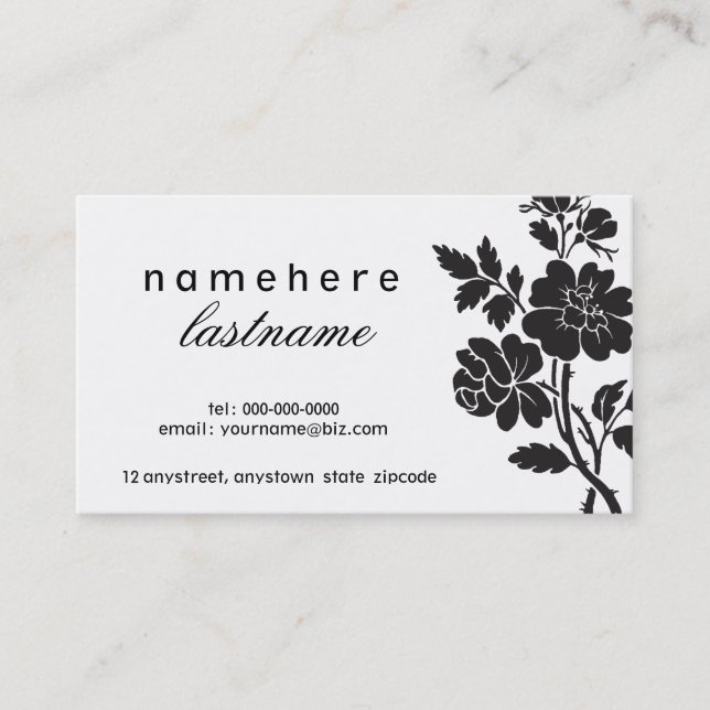 Chic Black Roses Business Card (Front)