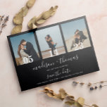 Chic Black Script 3 Photo Wedding Save The Date Magnetic Invitation<br><div class="desc">Chic Black Script 3 Photo Wedding Save The Date Magnetic Invitation</div>
