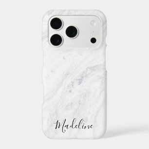 Chic Black Script Monogram on White Marble