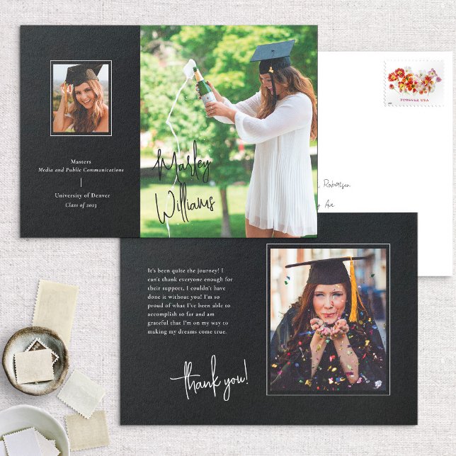 Chic Black Signature Graduation Announcement (Creator Uploaded)