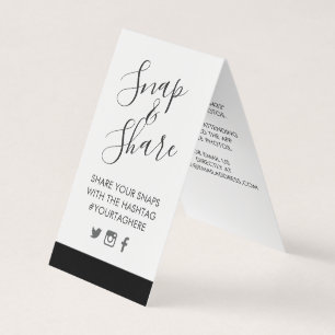 Chic Black Stripe Wedding Party Hashtag Mini Sign