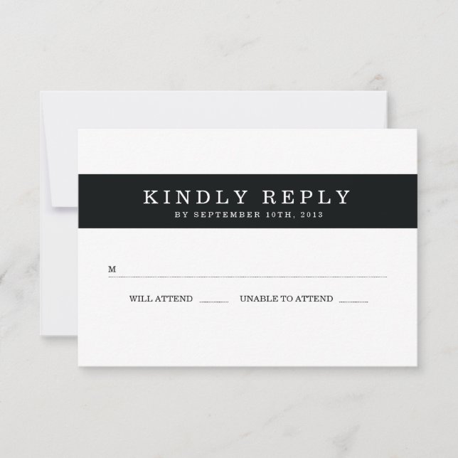 Chic Black Stripes Mariage RSVP (Devant)