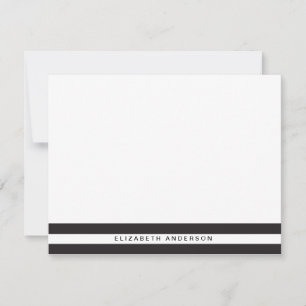 Chic Black Stripes Personalized Stationery Cards
