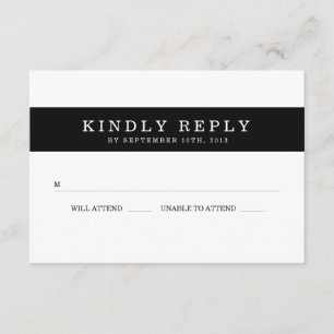 Chic Black Stripes Wedding RSVP Card