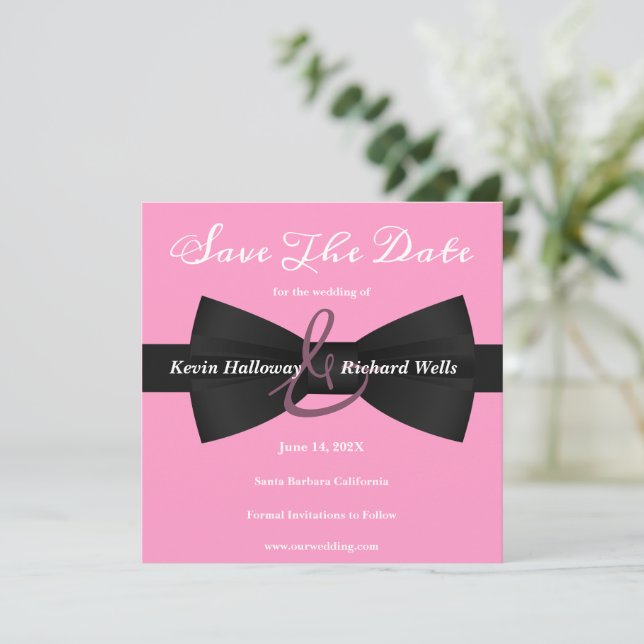 Chic Black Tie Gay Wedding Save The Date (Standing Front)