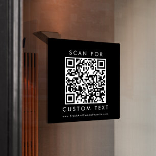 Chic Black Typography Business Custom QR Code Window Cling