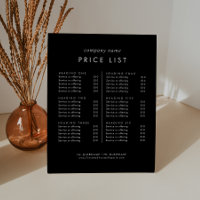 Chic Black Typography Business Services Price List