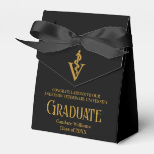 Chic Black Veterinary School Graduation Party Favor Box