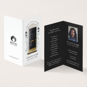 Chic Black Watercolor Front Door Photo & Services Business Card