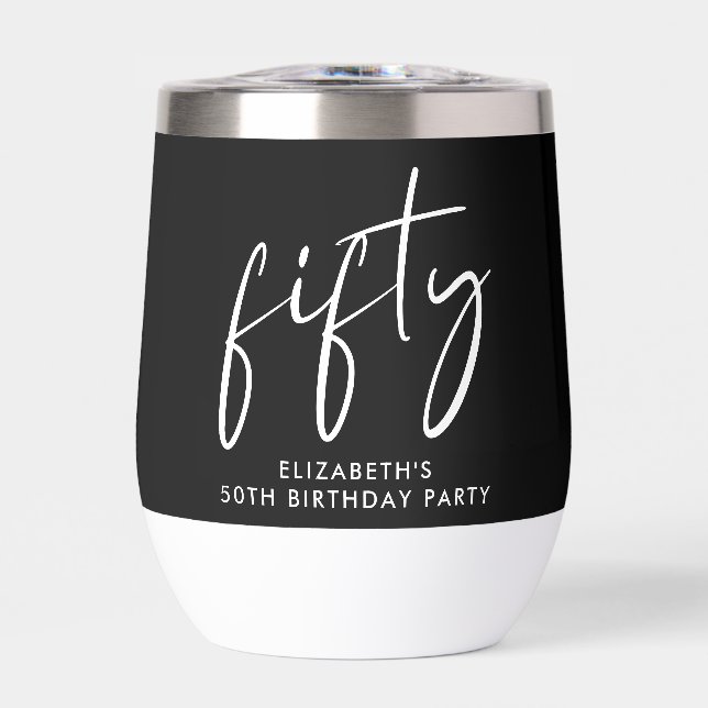 Chic Black White 50th Birthday Party (Front)