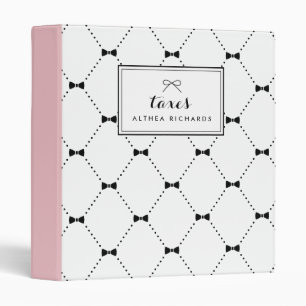Chic Black & White Bows Pattern Personalized Binder