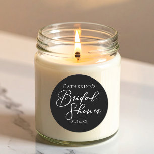 Chic Black White Bridal Shower Personalized Classic Round Sticker