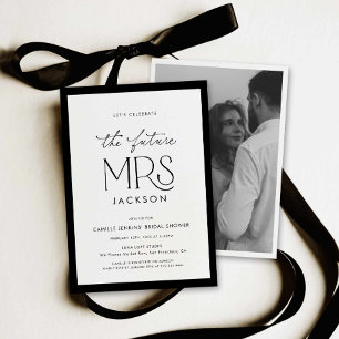 Chic Black & White Bridal Shower Photo Invitation