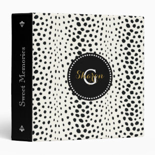 Chic black white cheetah print pattern monogram binder
