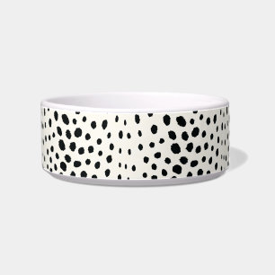 Chic black white cheetah print pattern monogram bowl