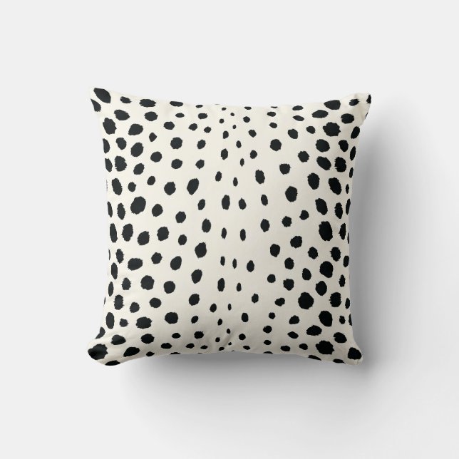 Chic black white cheetah print pattern monogram throw pillow (Front)