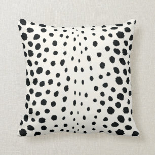 Chic black white cheetah print pattern monogram throw pillow