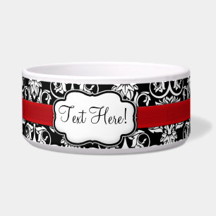 Chic Black/White Damask Red Ribbon