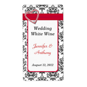 Chic Black & White Damask Wedding Wine Labels