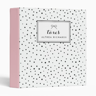 Chic Black & White Dots Personalized Binder