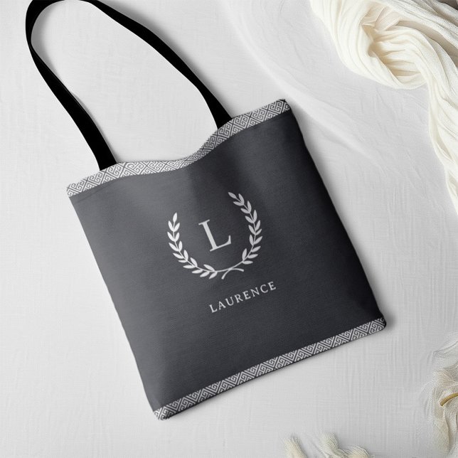 Chic Black & White Elegant Modern Monogram Initial Tote Bag (Creator Uploaded)