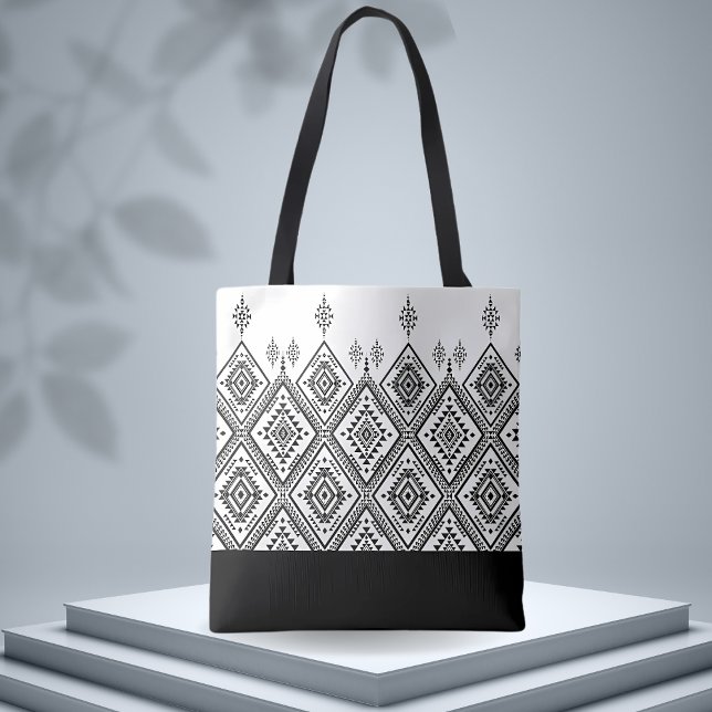 Chic Black & White Ethnic Pattern  Tote Bag (Creator Uploaded)