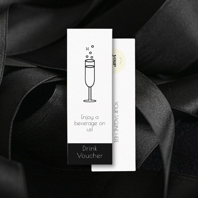 Chic Black White Event Logo Free Drink Voucher  Mini Business Card (Creator Uploaded)
