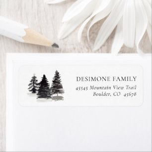 Chic Black White Evergreen Tree Return Address