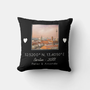 Chic Black & White First Date Keepsake Boyfriend Throw Pillow
