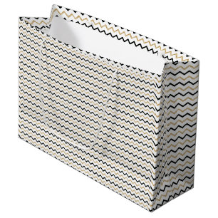 Chic Black, White & Gold Chevron Gift Bag
