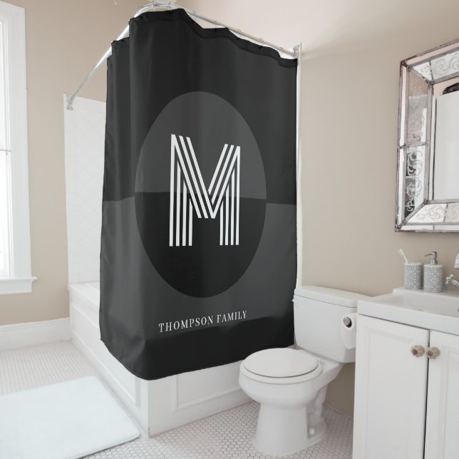 Chic Black White Grey Geometric Modern Monogram (In Situ)