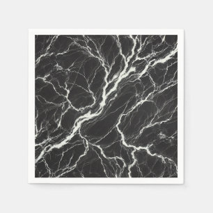 Chic Black & White Marble Look Glamour Napkin