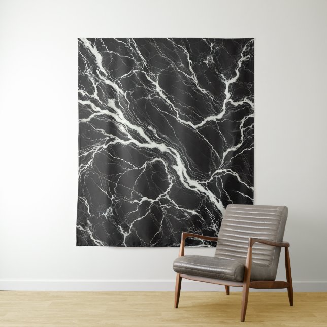 Chic  Black & White Marble Look Glamour Tapestry (In Situ)