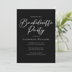 Chic Black White Minimalist Bachelorette Party Invitation