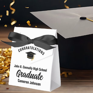 Chic Black White Modern Custom Graduation Party Favor Box