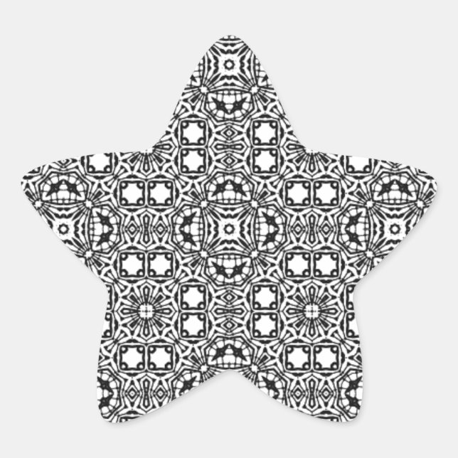 Chic black white ornate pattern accessories trendy star sticker (Front)