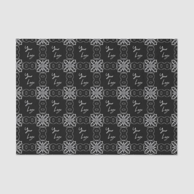 Chic Black White Pattern Custom Business Logo  Tissue Paper (Front)