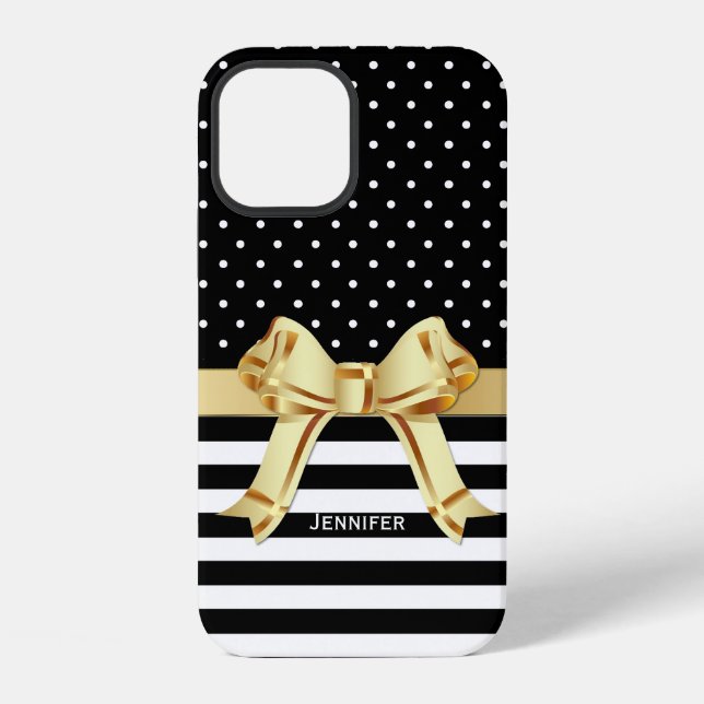 Chic Black & White Patterns iPhone Case (Back)