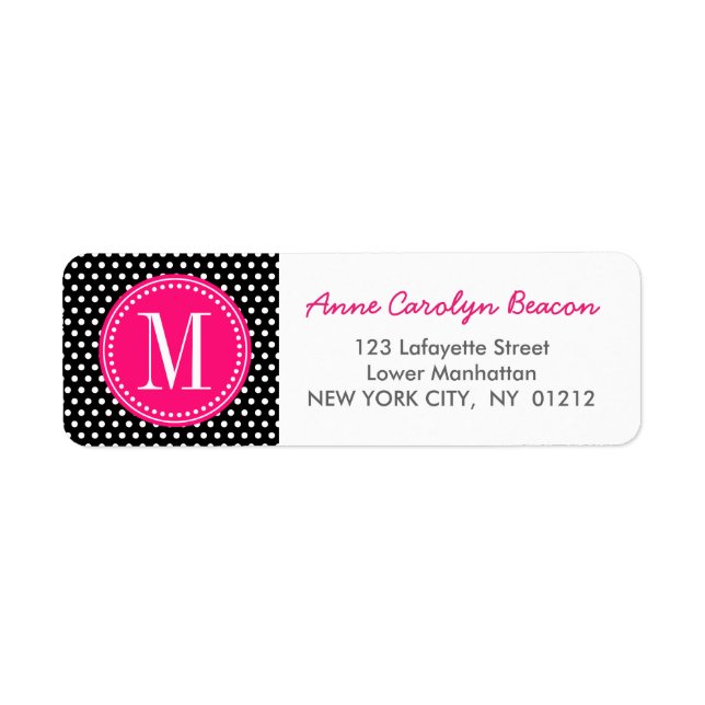 Chic Black White Polka Dots Hot Pink Personalized (Front)