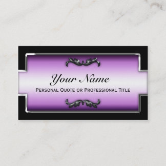 Chic Black, White & Purple Metallic Business Cards