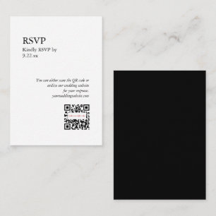 Chic Black White RSVP QR Code Option Enclosure Card
