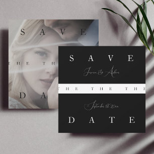 Chic Black White Simple Photo Wedding Save The Date
