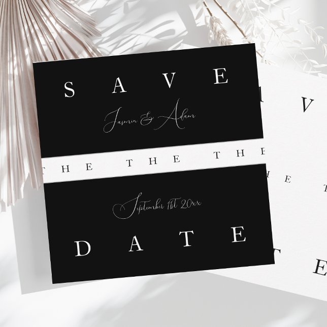 Chic Black White Simple Typography Wedding Save The Date (Creator Uploaded)