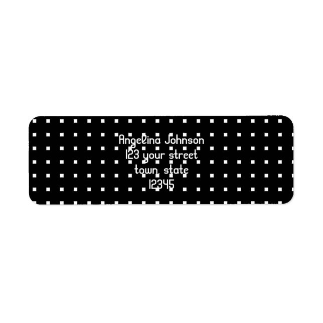 Chic Black White Square Pattern Address Label (Front)