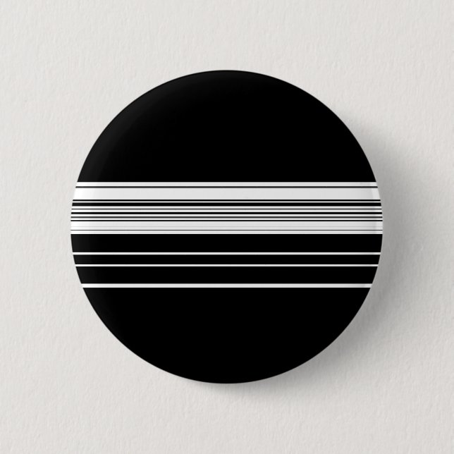 Chic black white striped  2 inch round button (Front)