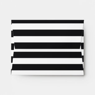 Chic Black & White Striped Invitation Envelope